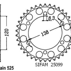 Couronne Rc45 Rvf 750 R 1994-1998 Rc30 Vfr 750 R 1988-1992 - 525 - 40 Dents - Similaire JTR312
