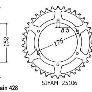 Couronne Yamaha Tdr 125 Italie 1989-1992 - 428 - 52 Dents - Similaire JTR839