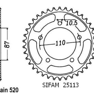 Couronne Sfv 650 Gladius 2009 - 520 - 46 Dents - Similaire JTR823