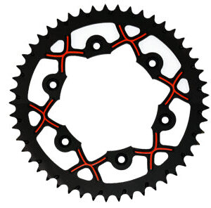 Couronne Alu Ktm X Wing Ergal-Anti Boue Noire/Orange - 520 - 49 Dents - Similaire JTA897