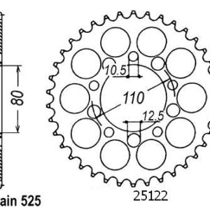 Couronne Cb 750 Sevenfyfty 1992 - 525 - 40 Dents - Similaire JTR1332