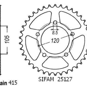 Couronne Aprilia 50 Rx 1993-1998 - 415 - 51 Dents - Similaire JTR211