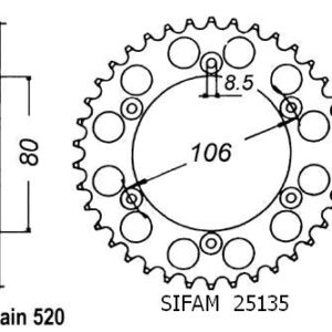 Couronne Rx 125 R 1993-1995 - 520 - 49 Dents - Similaire JTR22