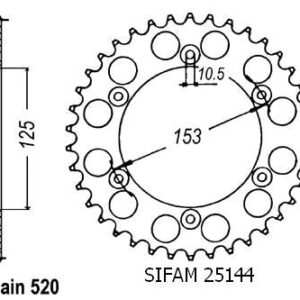 Couronne 600 Xr 1991-2001 Acier - 520 - 45 Dents - Similaire JTR288