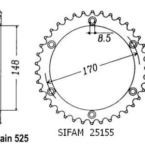 Couronne Dr 800 S 1994-1996 - 525 - 47 Dents - Similaire JTR1821