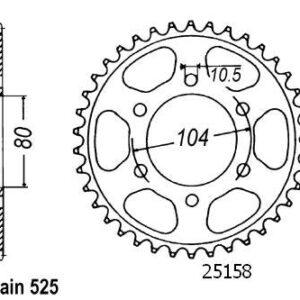 Couronne Zx-6r Ninja 1998-1999 - 525 - 40 Dents - Similaire JTR1489