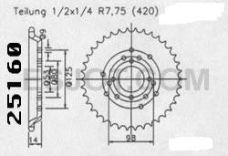 Couronne Derbi Senda/Fenix 1996 - 420 - 50 Dents - Similaire JTR2035