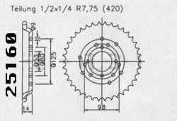 Couronne Derbi Senda 50 R/L 1996 - 420 - 53 Dents - Similaire JTR2035