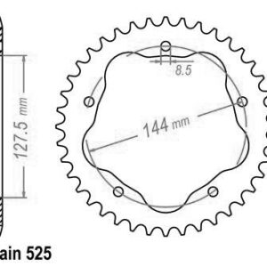 Couronne Ducati Hypermotard 5 Trous SANS Porte Moyeu - 525 - 45 Dents - Similaire JTR752