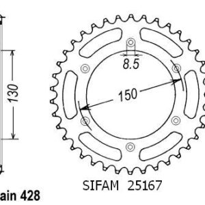 Couronne Xlr 125 R 1997-1998 - 428 - 51 Dents - Similaire JTR4374