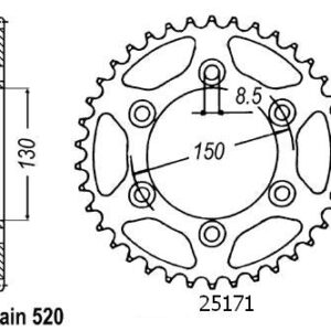 Couronne Alu Yamaha 125/250/400 Yz/Wr 99 07 - 520 - 49 Dents - Similaire JTA245