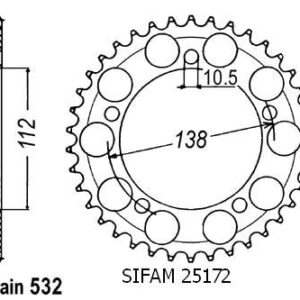 Couronne Yamaha 600 R6 1999-2002 - 532 - 48 Dents - Similaire JTR1873