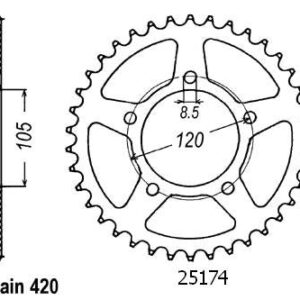 Couronne Aprilia 50 Rx 1999 - 5 Trous - 420 - 51 Dents - Similaire JTR24