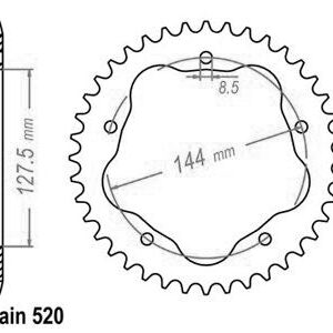 Couronne Ducati 800 S2R SANS PORTE MOYEU - 520 - 42 Dents - Similaire JTR751
