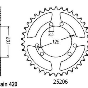Couronne Bultaco Lobito 50 - 420 - 53 Dents - Similaire JTR1132