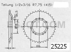 Couronne Ktm 50 Sx Pro 2001-2003 - 415 - 44 Dents - Similaire JTR5225