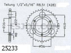 Couronne Adly Silver Fox - 428 - 28 Dents - Similaire JTR5233