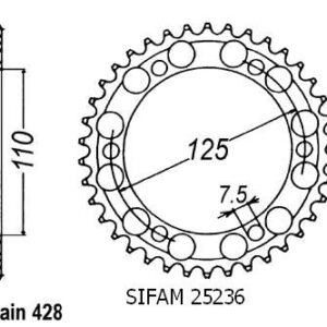Couronne Gilera 125 Cougar - 428 - 46 Dents - Similaire JTR485