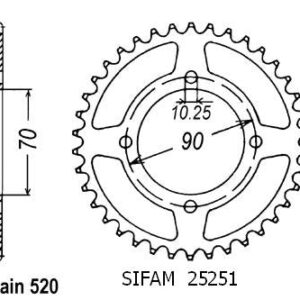 Couronne Kawasaki Ksf 250 Mojave - 520 - 43 Dents - Similaire JTR1414