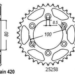 Couronne Rieju 50 Spike 2006 - 420 - 52 Dents - Similaire JTR1076