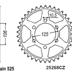 Couronne Triumph 675 Daytona - 525 - 47 Dents - Similaire JTR2014