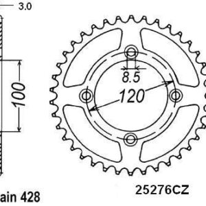 Couronne Beta 50 Rr 2005-2008 4 Trous - 428 - 52 Dents