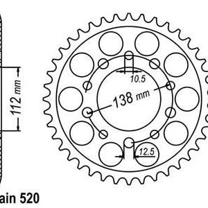 Couronne Racing Acier Yzf 600 R6 1998-2002 - 520 - 41 Dents - Similaire JTA1303