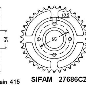 Couronne Yamaha Tzr50 / Power 1998 - 415 - 46 Dents - Similaire JTR2060