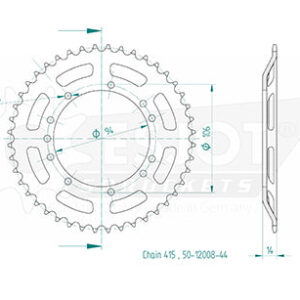 Couronne Acier - 415 - 44 Dents