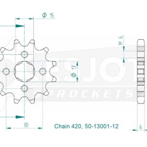 Pignon TT Honda - 420 - 12 Dents - Made in Germany