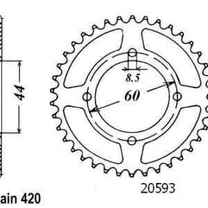 Couronne Acier TT Yamaha - 420 - 52 Dents - Made in Germany