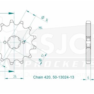 Pignon Acier 420 - 13 dents - Similaire JTF1128 / JTF1129