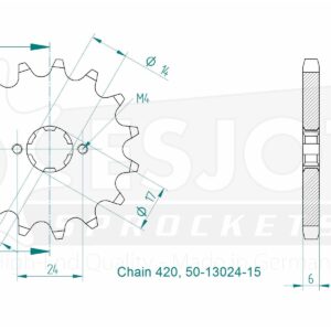 Pignon Acier 420 - 15 dents - Similaire JTF1128 / JTF1129