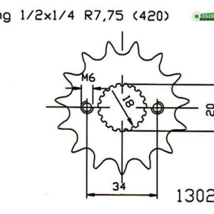 Pignon TT Lightweight - 420 - 13 Dents - Similaire JTR894