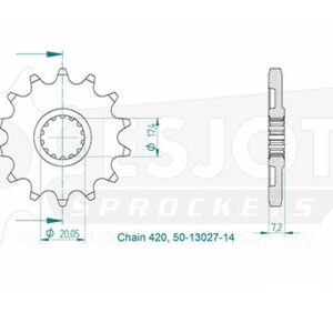 Pignon Acier - 420 - 14 dents - Similaire JTF1558