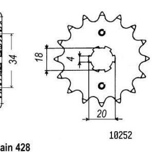 Pignon TT Honda - 428 - 16 Dents - Similaire JTF259