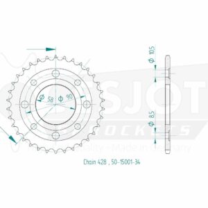 Couronne Acier TT Honda - 428 - 34 Dents - Similaire JTR269