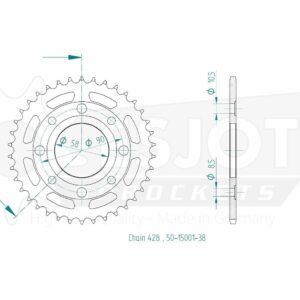 Couronne Acier TT Honda - 428 - 38 Dents -Similaire JTR269