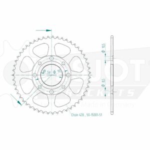Couronne Acier TT Honda - 428 - 51 Dents - Similaire JTR269