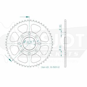 Couronne Acier TT Honda - 428 - 52 Dents - Similaire JTR269