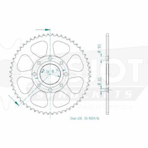 Couronne Acier TT Honda - 428 - 56 Dents - Similaire JTR269