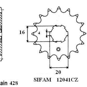 Pignon TT Kawasaki-Suzuki - 428 - 14 Dents - Similaire JTF555