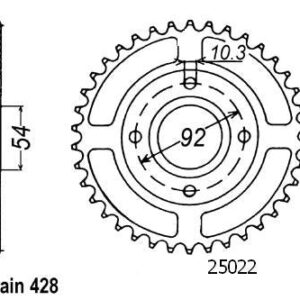 Couronne Acier Yamaha - 428 - 49 Dents - Similaire JTR835