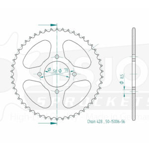 Couronne Acier TT Suzuki - 428 - 56 Dents - Made in Germany
