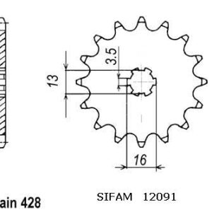 Pignon TT Suzuki-Yamaha - 428 - 13 Dents - Similaire JTF542 - Made in Germany