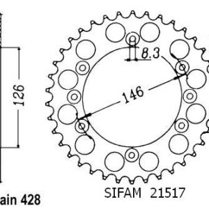 Couronne Acier Suzuki - 428 - 50 Dents - Similaire JTR805 - Made in Germany
