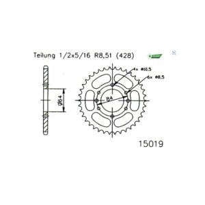 Couronne Acier TT Suzuki - 428 - 47 Dents - Similaire JTR1796 - Made in Germany