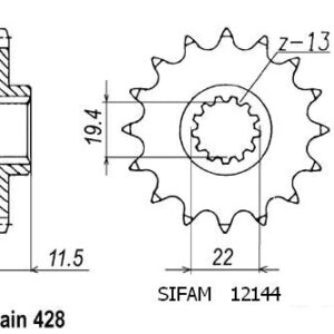 Pignon TT Suzuki - 428 - 14 Dents - Similaire JTF409 - Made in Germany