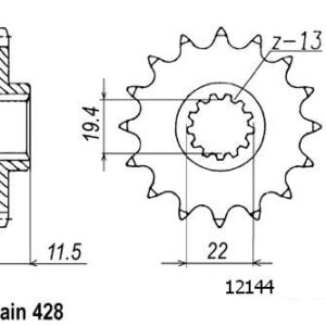 Pignon TT Suzuki - 428 - 16 Dents - Similaire JTF409 - Made in Germany