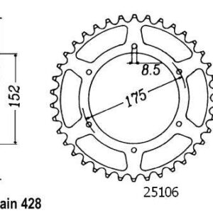 Couronne Acier Yamaha - 428 - 53 Dents - Similaire JTR839 - Made in Germany